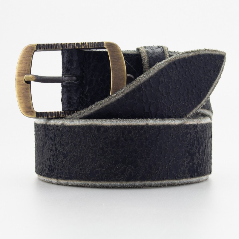 Cintura in pelle effetto invecchiato colore NERO