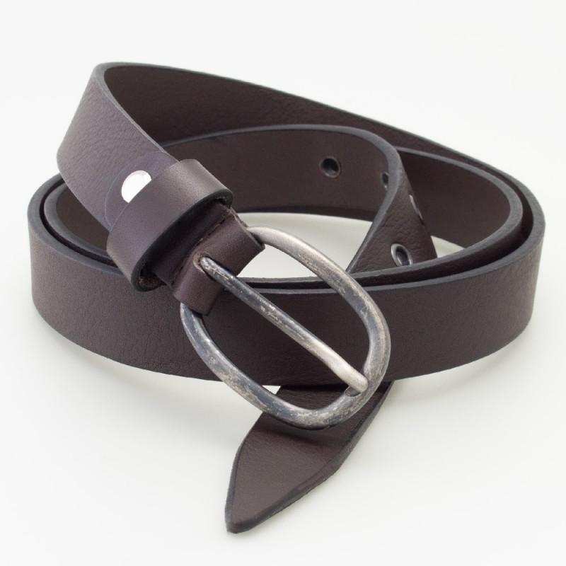 Cintura in pelle colore MORO con occhielli in metallo brunito