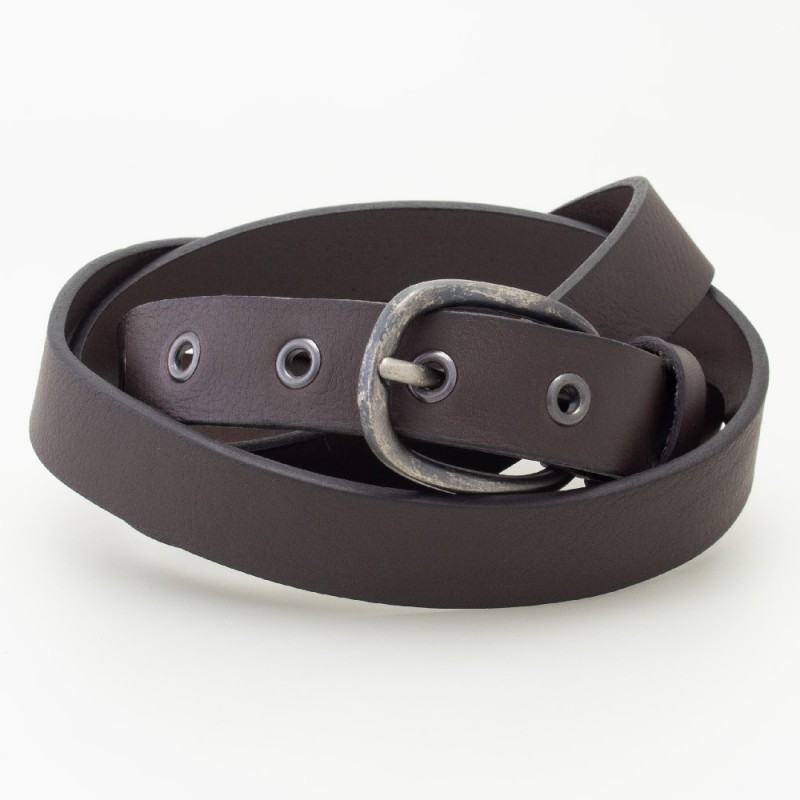 Cintura in pelle colore MORO con occhielli in metallo brunito