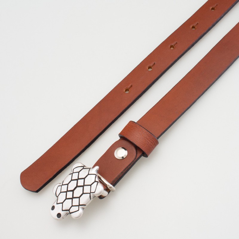 Cintura in pelle da bambino tartaruga colore MARRONE