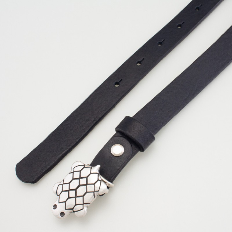 Cintura in pelle da bambino tartaruga colore NERO