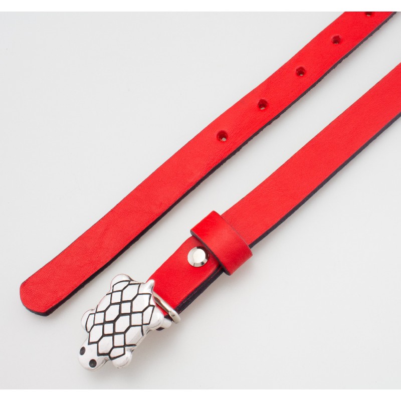 Cintura in pelle da bambino tartaruga colore ROSSO