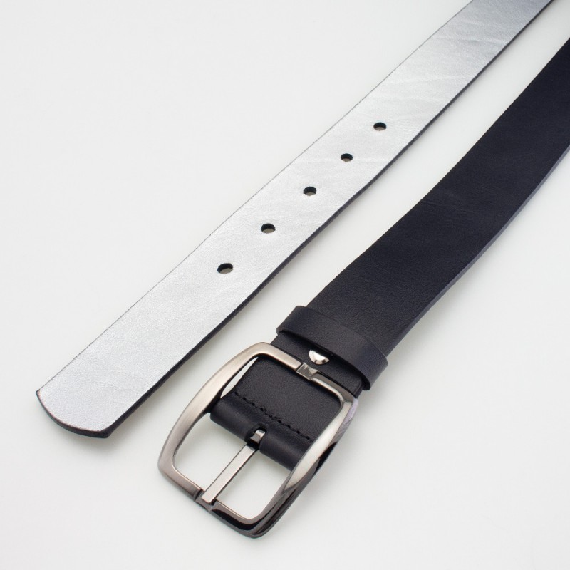 Cintura reversibile in pelle NERO/ARGENTO