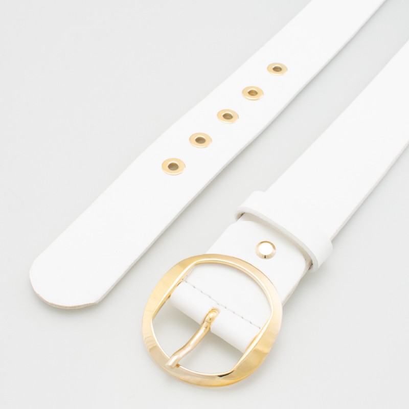 Cintura elegante in pelle con occhielli colore BIANCO