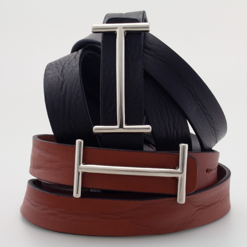 Cintura in pelle minimal colore MARRONE