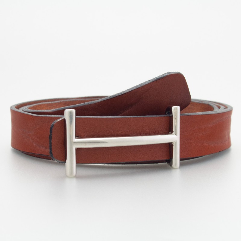 Cintura in pelle minimal colore MARRONE