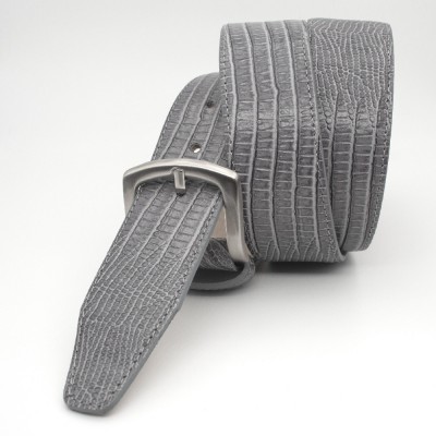 Cintura in pelle con stampa Teius - Grigio
