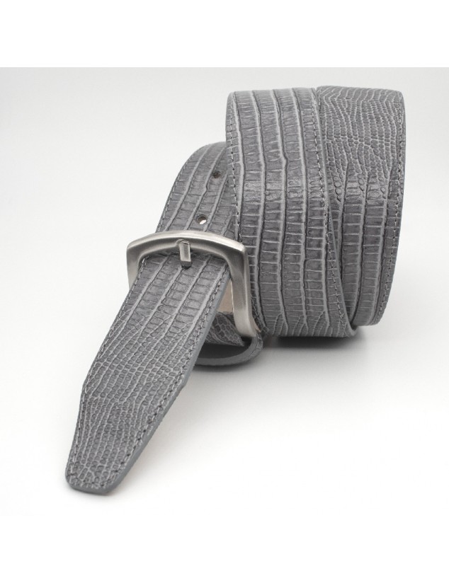 Cintura in pelle con stampa Teius - Grigio