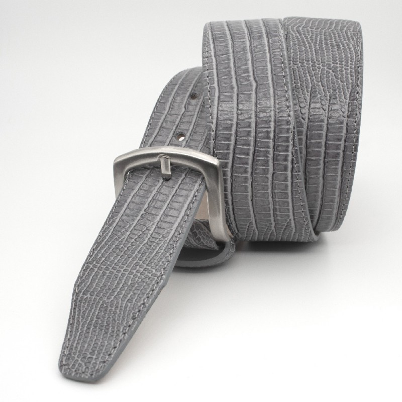 Cintura in pelle con stampa Teius - Grigio