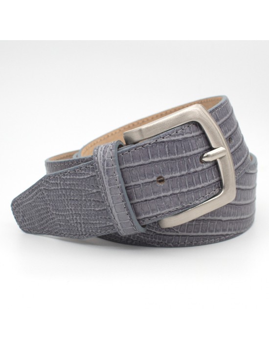 Cintura in pelle con stampa Teius - Grigio