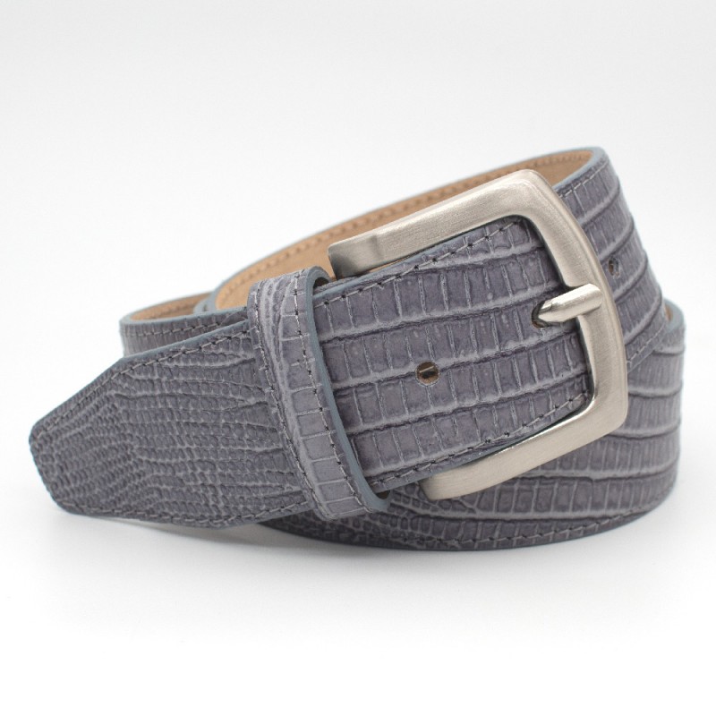 Cintura in pelle con stampa Teius - Grigio
