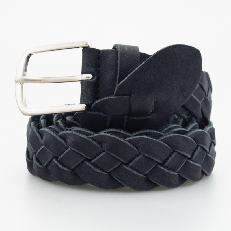 Cintura intrecciata in cuoio colore NERO