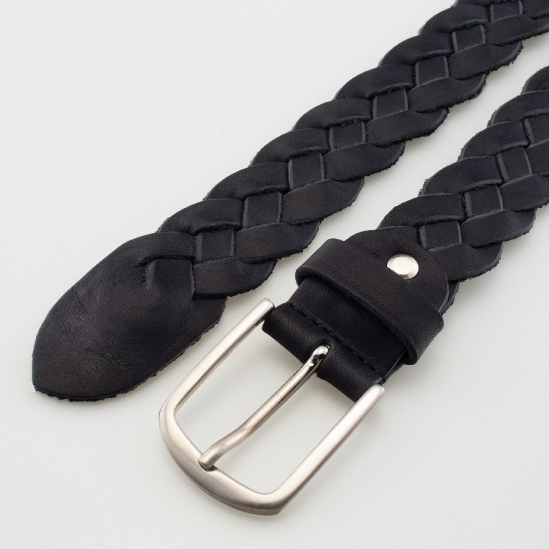Cintura intrecciata in cuoio colore NERO