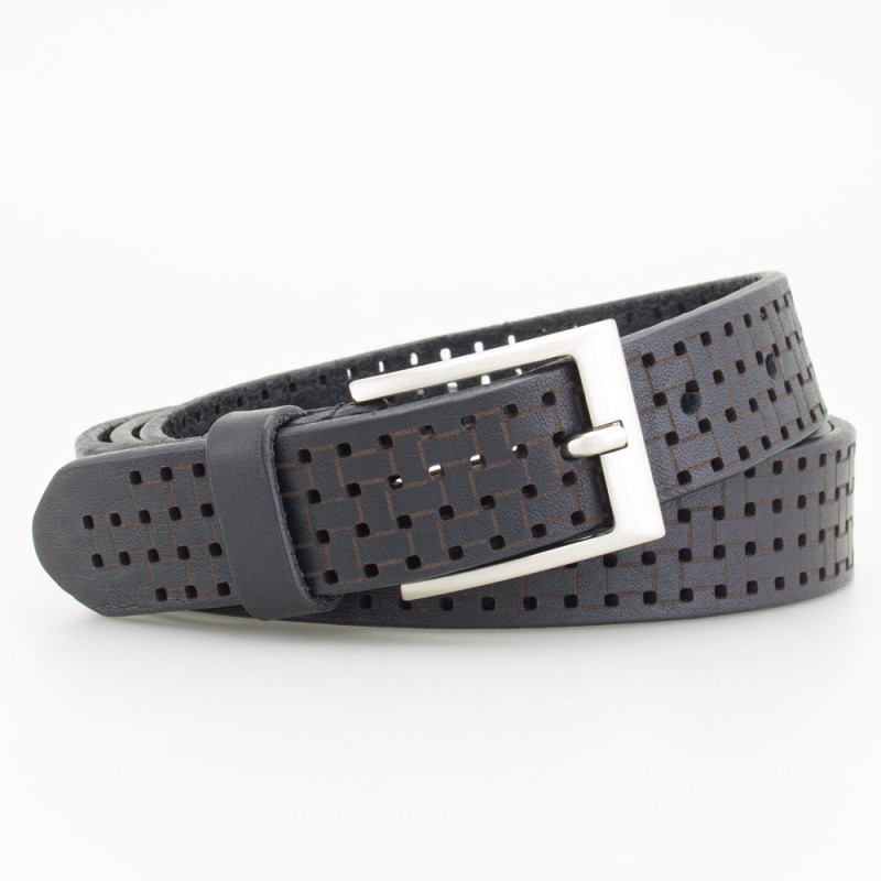 Cintura traforata in pelle laserata colore NERO