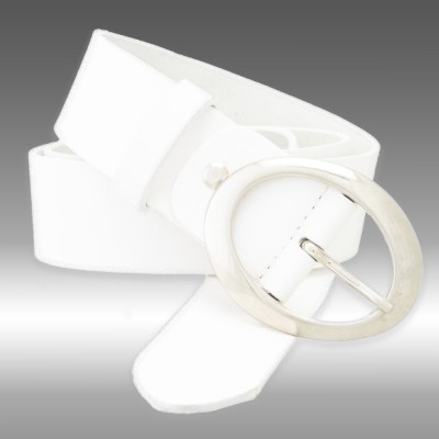 Cintura in pelle italiana colore BIANCO con fibbia ovale