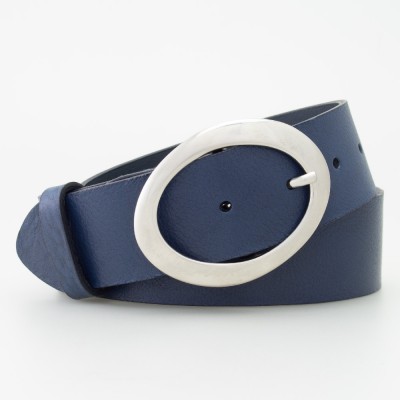 Cintura in pelle italiana colore BLU con fibbia ovale