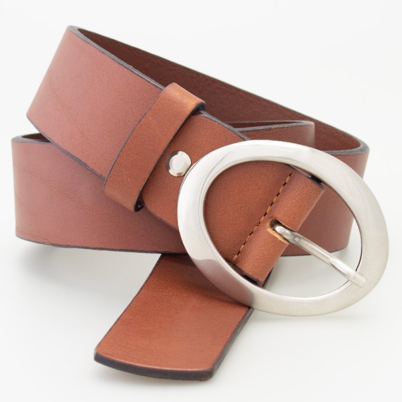 Cintura in pelle italiana colore MARRONE con fibbia ovale