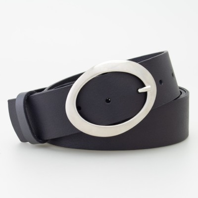 Cintura in pelle italiana colore NERO con fibbia ovale