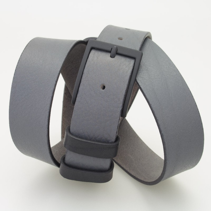 Cintura in cuoio colore GRIGIO con fibbia anallergica gommata