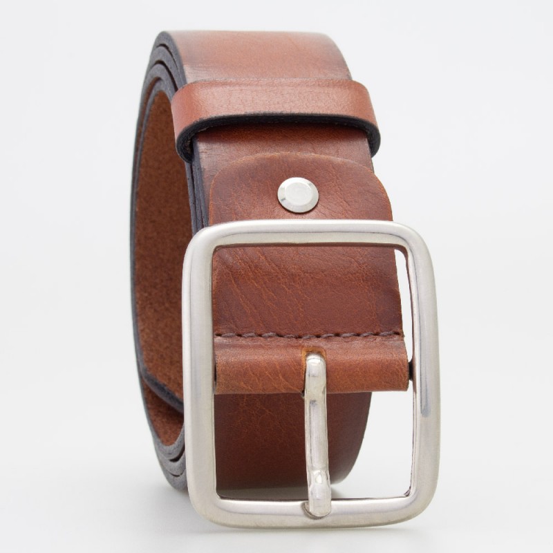 Cintura 4cm in cuoio colore MARRONE con fibbia rettangolare