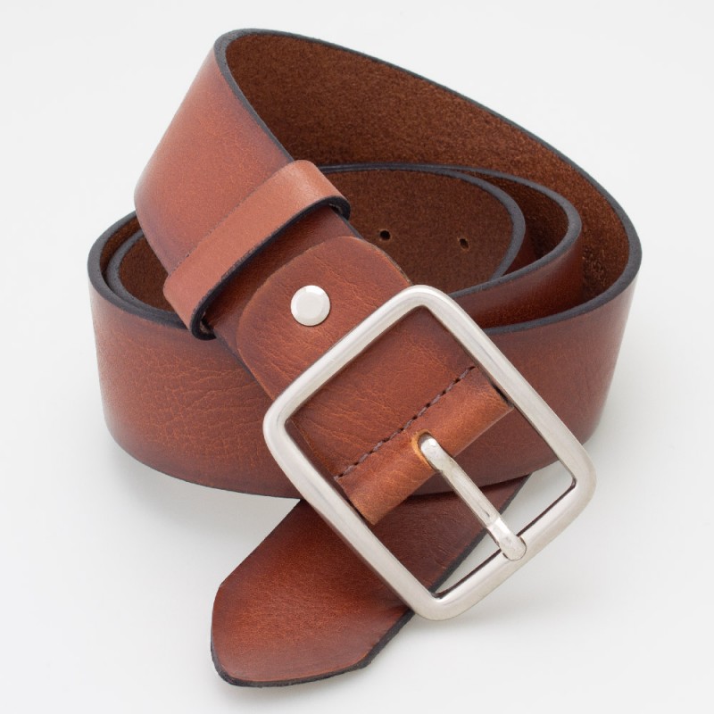 Cintura 4cm in cuoio colore MARRONE con fibbia rettangolare