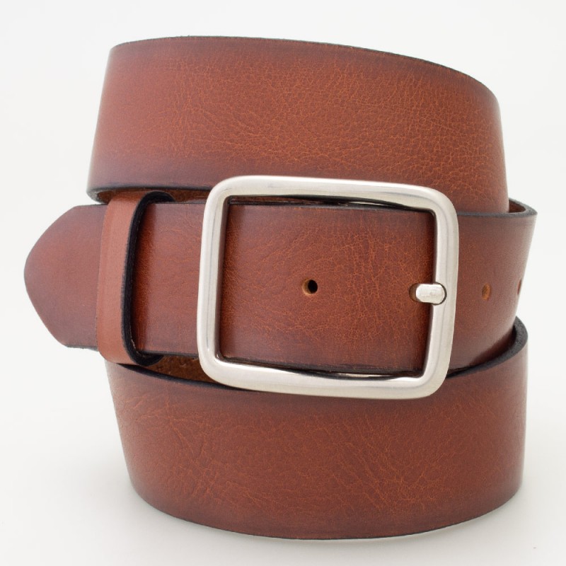 Cintura 4cm in cuoio colore MARRONE con fibbia rettangolare