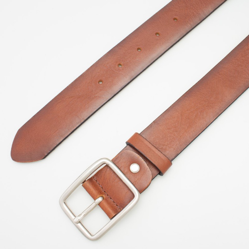 Cintura 4cm in cuoio colore MARRONE con fibbia rettangolare