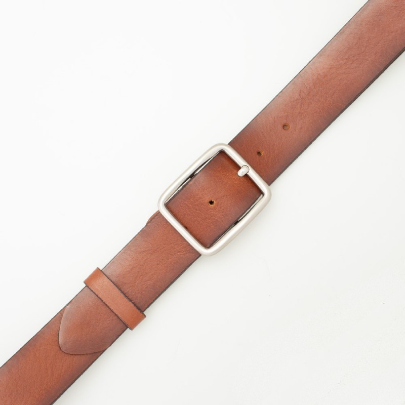 Cintura 4cm in cuoio colore MARRONE con fibbia rettangolare