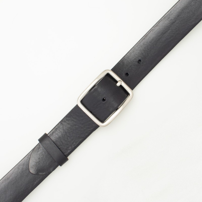 Cintura 4cm in cuoio colore NERO con fibbia rettangolare