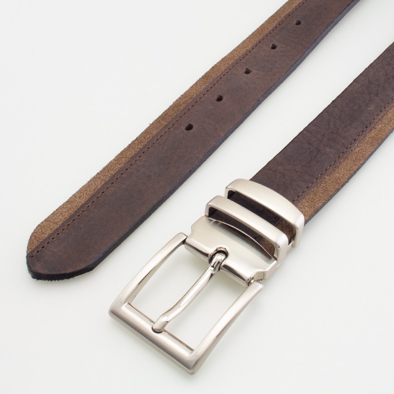 Cintura in pelle bicolor MARRONE