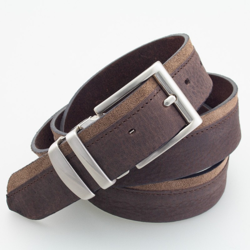 Cintura in pelle bicolor MARRONE