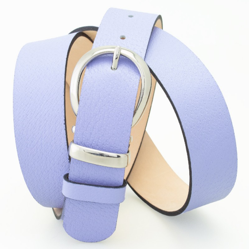 Cintura in pelle colore LAVANDA con passante in metallo