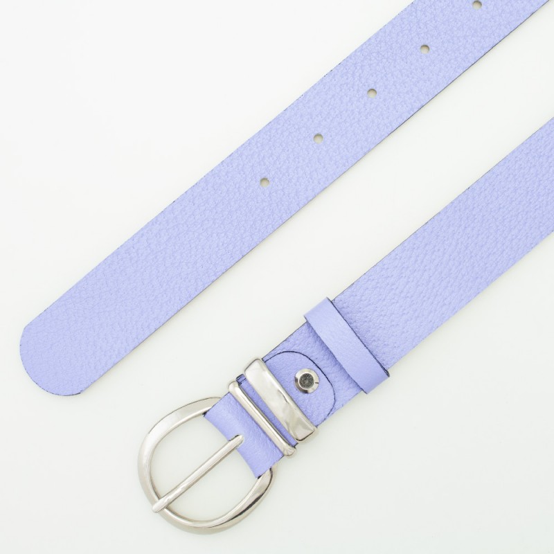 Cintura in pelle colore LAVANDA con passante in metallo
