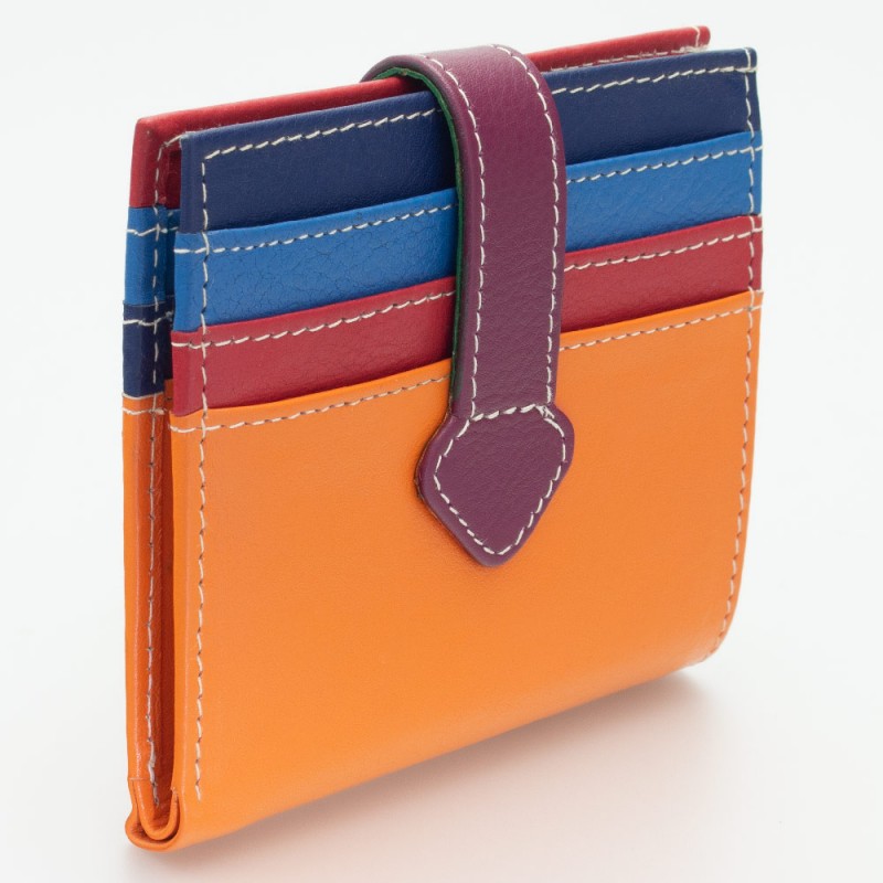 Portatessere piccolo in pelle multicolor ARANCIO