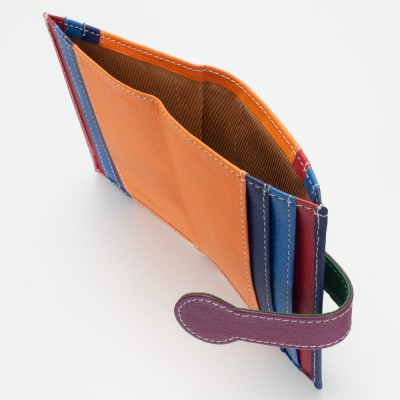 Portatessere piccolo in pelle multicolor ARANCIO