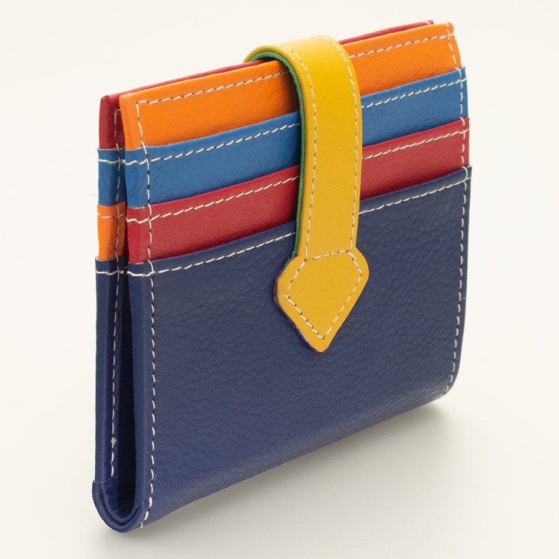 Portatessere piccolo in pelle multicolor BLU
