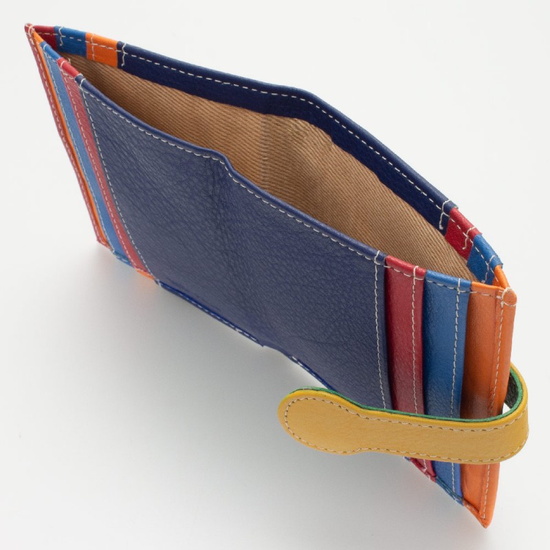 Portatessere piccolo in pelle multicolor BLU