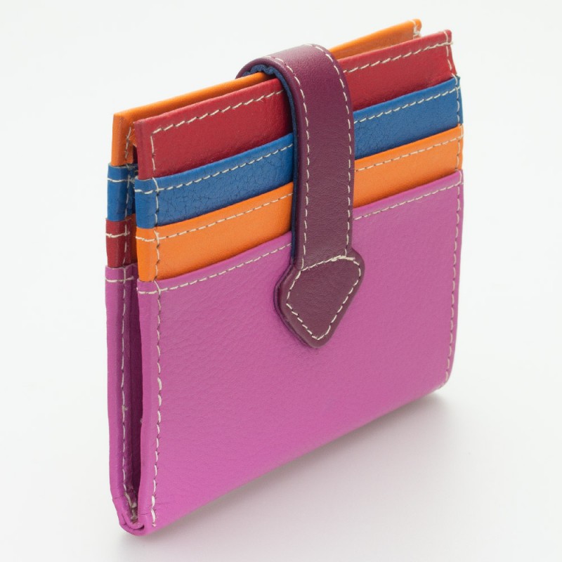Portatessere piccolo in pelle multicolor CICLAMINO