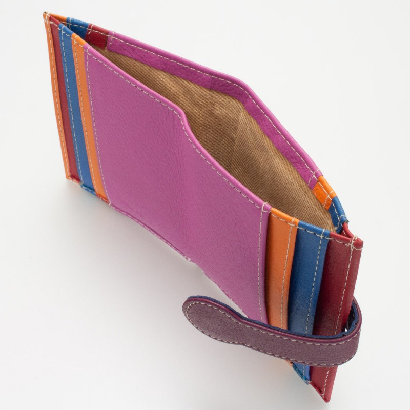 Portatessere piccolo in pelle multicolor CICLAMINO
