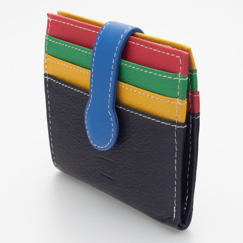 Portatessere piccolo in pelle multicolor NERO