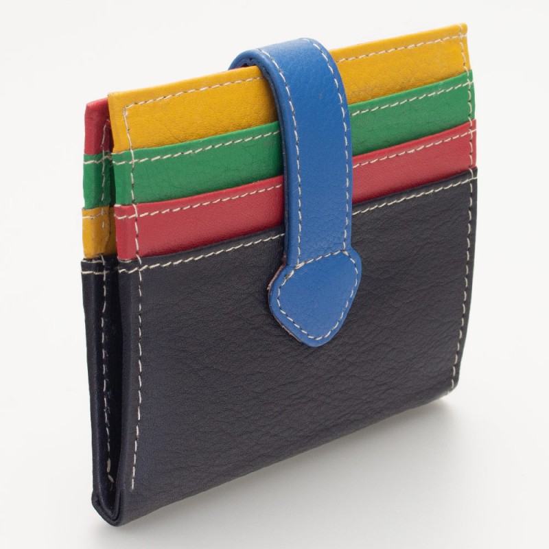 Portatessere piccolo in pelle multicolor NERO