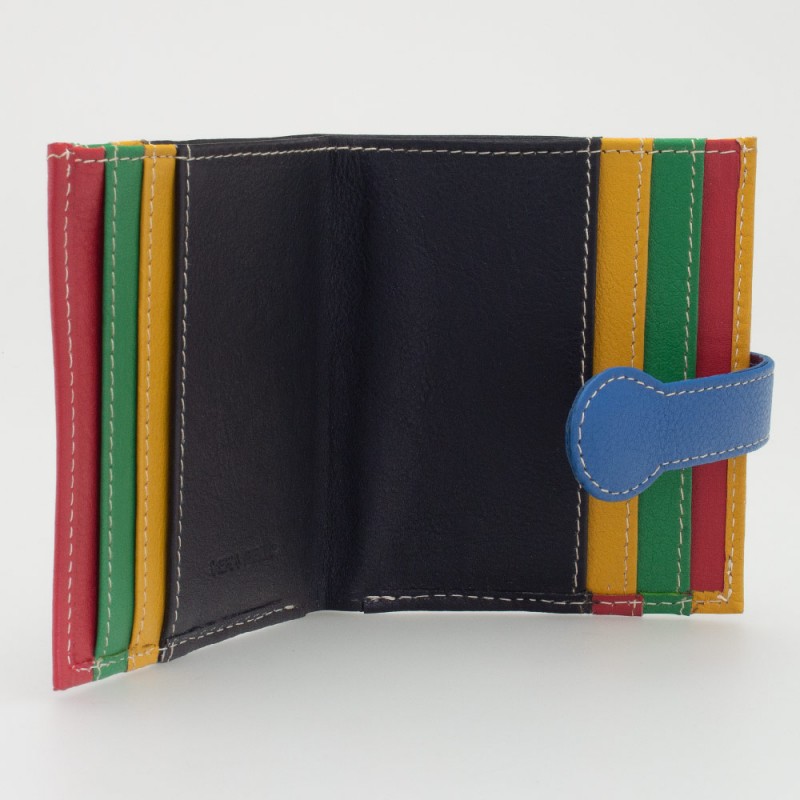 Portatessere piccolo in pelle multicolor NERO