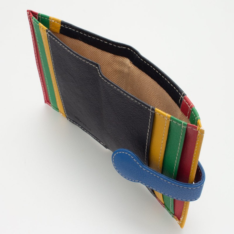 Portatessere piccolo in pelle multicolor NERO