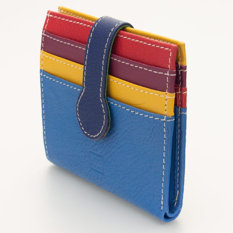 Portatessere piccolo in pelle multicolor TURCHESE