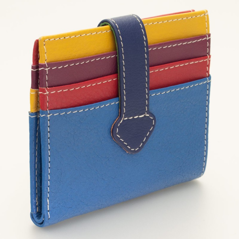 Portatessere piccolo in pelle multicolor TURCHESE