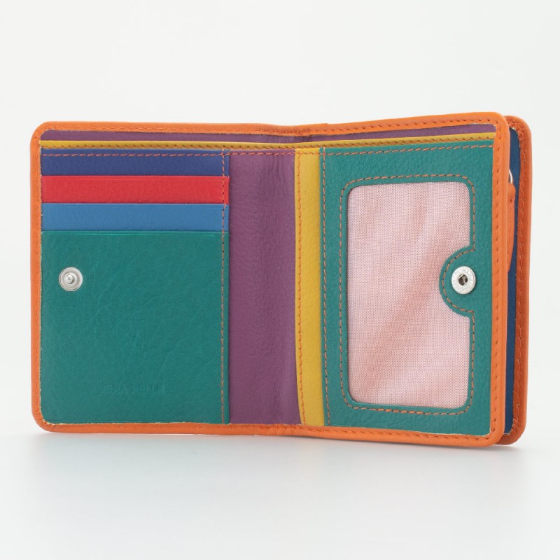 Portafoglio piccolo con portamonete esterno con zip colore ARANCIO