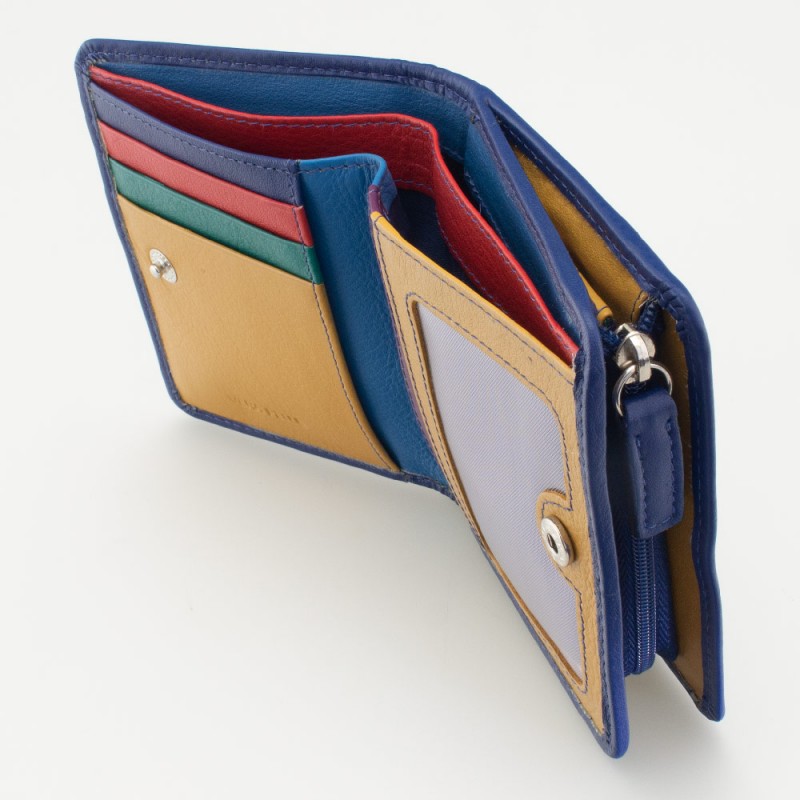Portafoglio piccolo con portamonete esterno con zip colore BLU