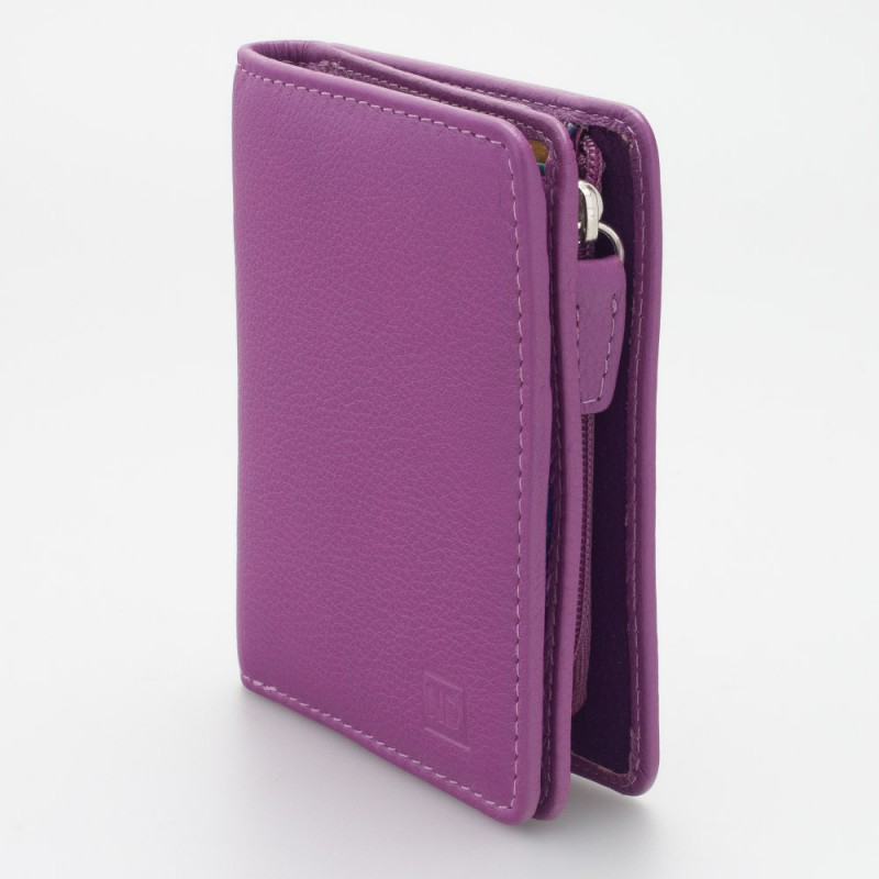 Portafoglio piccolo con portamonete esterno con zip colore CICLAMINO