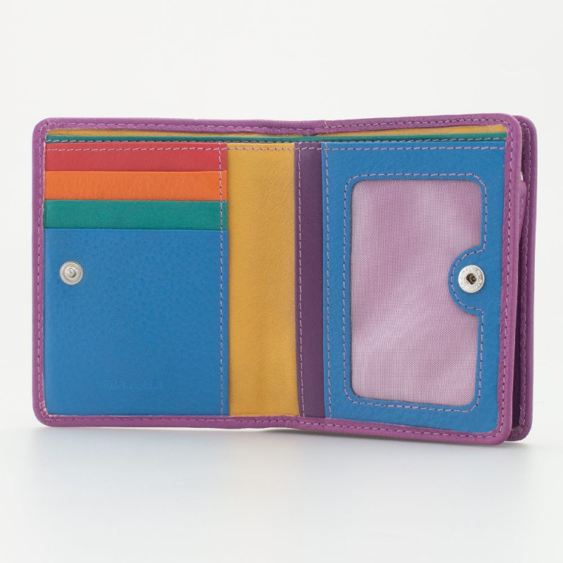 Portafoglio piccolo con portamonete esterno con zip colore CICLAMINO