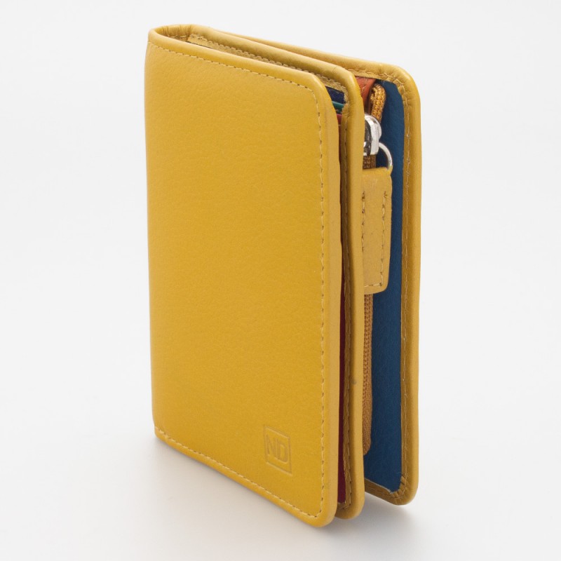 Portafoglio piccolo con portamonete esterno con zip colore GIALLO